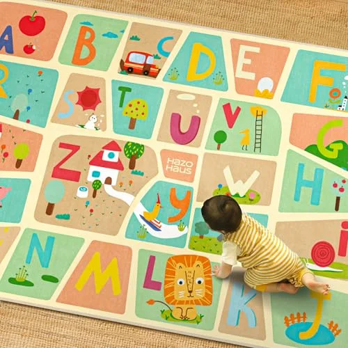 Alphabet Tiles, a kids washable rug by HazoHaus