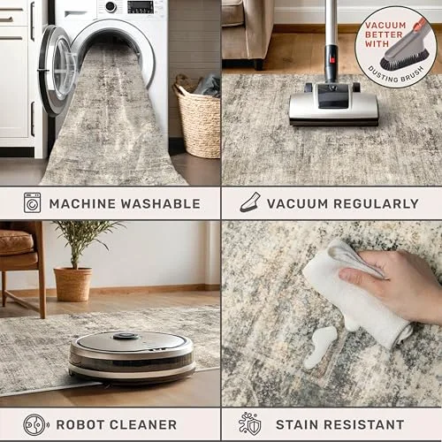 The layers of a HazoHaus washable rug: low pile face, bonded core, non-slip backing