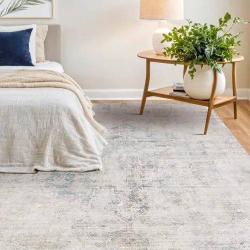 Light Blue, a modern washable rug by HazoHaus