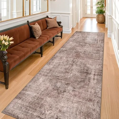 Red Brown, a modern washable rug by HazoHaus