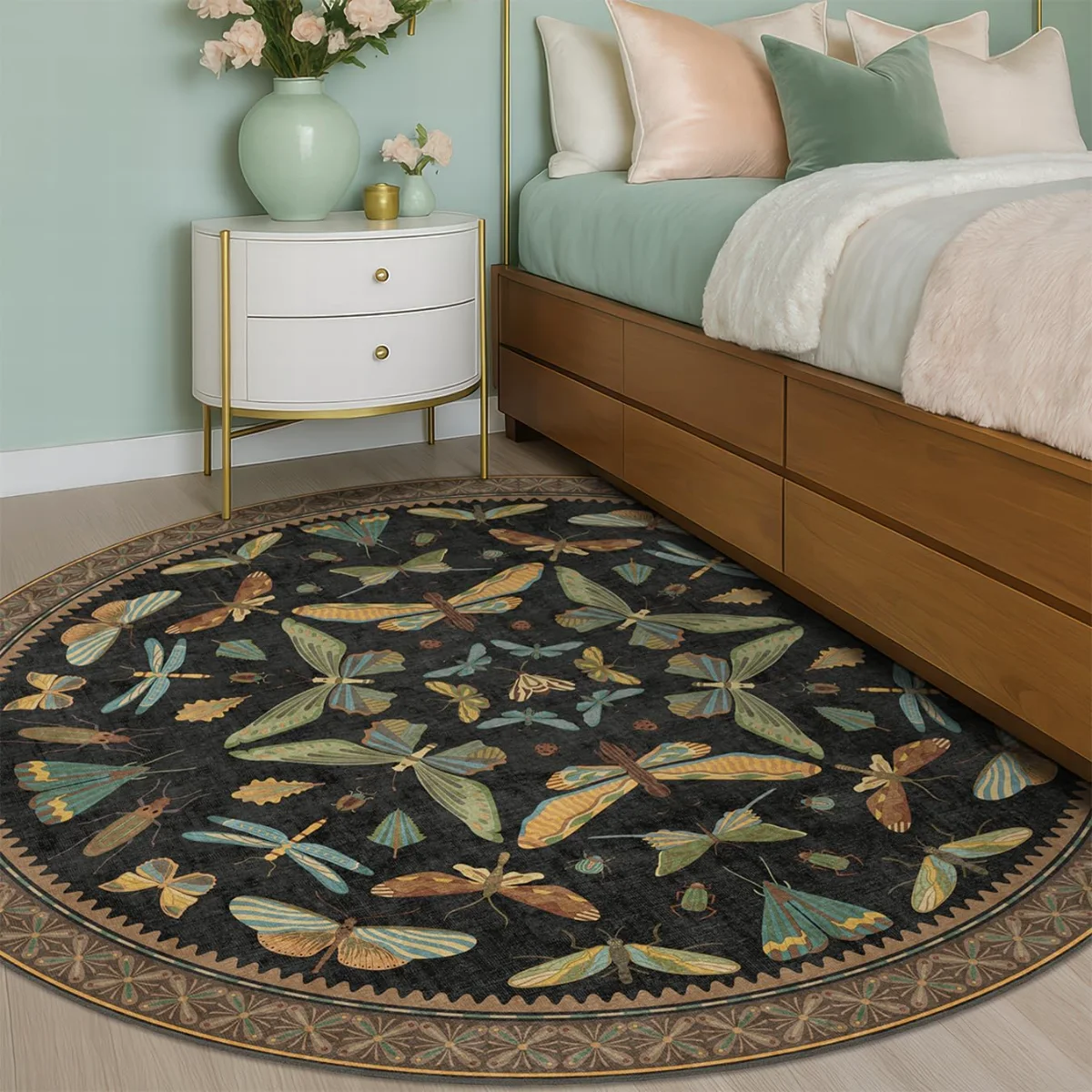 Black / Multi, a boho washable rug by HazoHaus