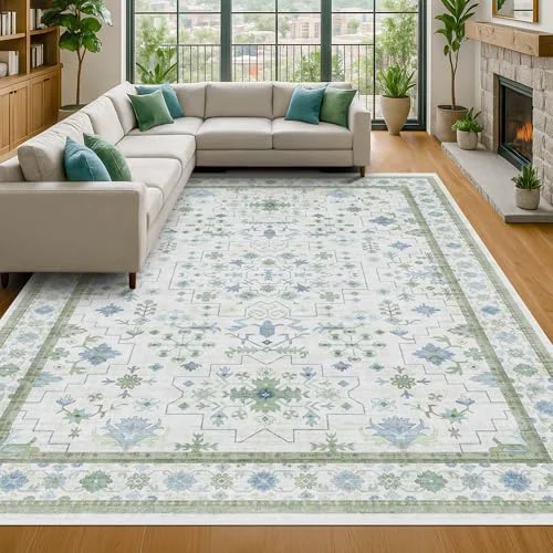 Floral washable rugs by HazoHaus