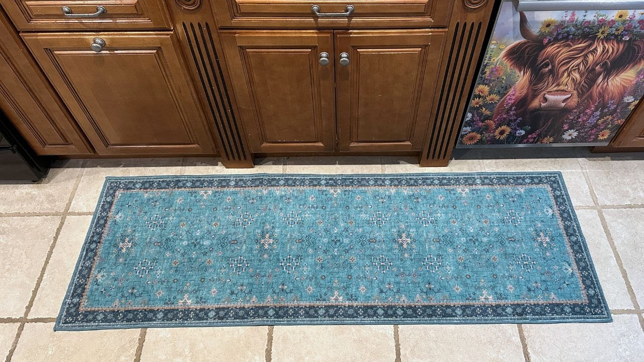 The washable runner, tried in a working kitchen (video by Our Favorite Things Reviewed)